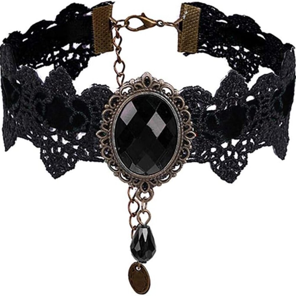 Retro Handmade Craft Lace Royal Court Vampire Choker Gothic Necklace Bracelet Bl